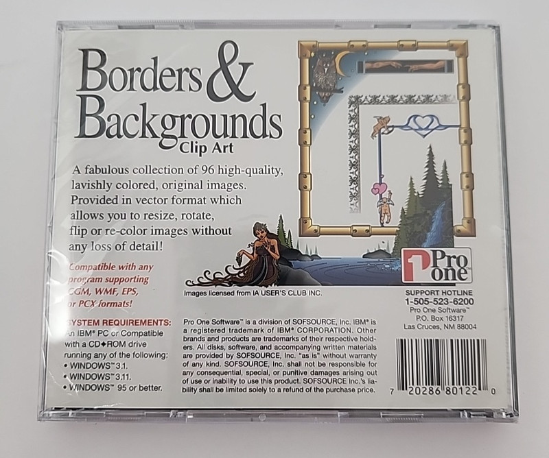 Pro One Borders And Backgrounds Clip Art PC Cd Rom Windows 95 Sealed NOS gallery