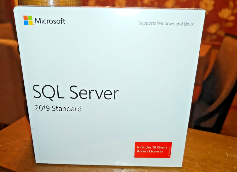 SQL Server 2019 Standard – 16 Core Full Box License, 10 User CALs (New Sealed)