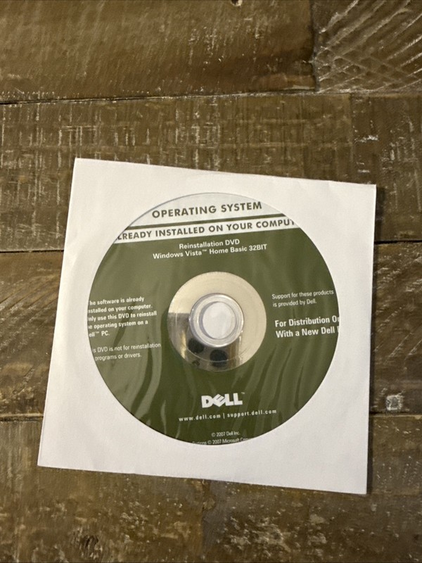 Dell Operating System Windows Vista Home Basic Software PC Cd Rom
