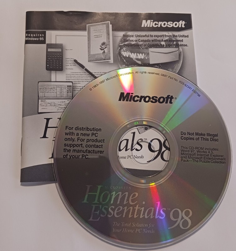 Microsoft Home Essentials 98 CD-ROM Vintage