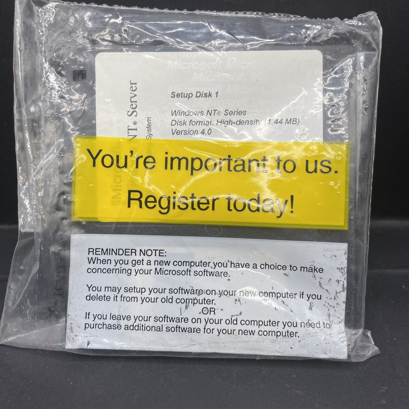Sealed Windows NT 4.0 Advanced Server Set Up Floppy Disks