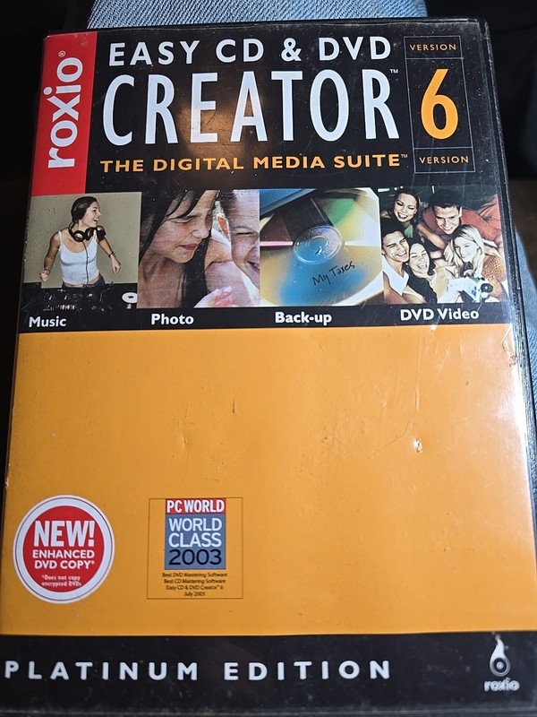 ROXIO EASY CD & DVD CREATOR 6 PLATINUM ED COMPLETE W/CD KEY 2004 PC Software XP