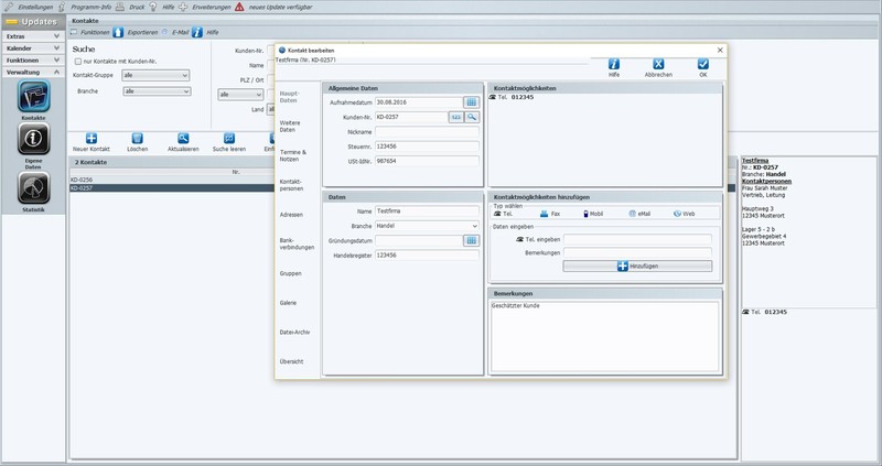 Addresses, contacts and appointments manage software program, CRM solution incl. mails gallery