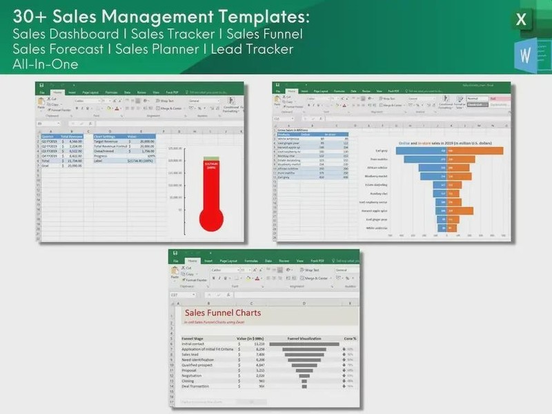 30+ Sales Management Excel Templates | Sales Tracker, Dashboard, Funnel gallery