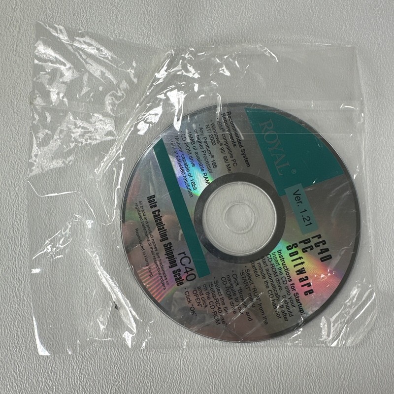 Royal rC40 PC Software Rate Calculating Shipping Scale CD Disc New