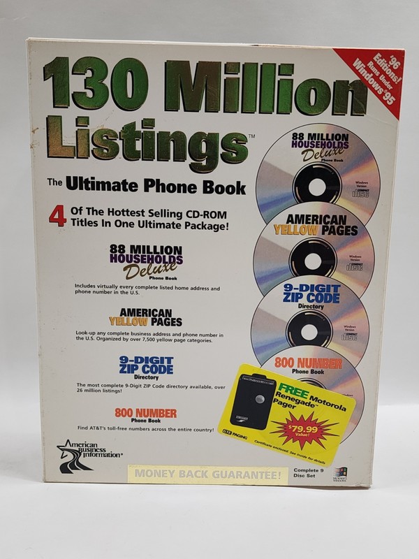 NEW The Ultimate Phone Book for Windows 95 – 9 Disc Set New Old Stock Sealed