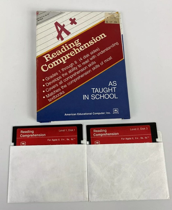 Reading Comprehension Apple II + IIe IIc 5.25 Learning Vintage COMPLETE CIB RARE