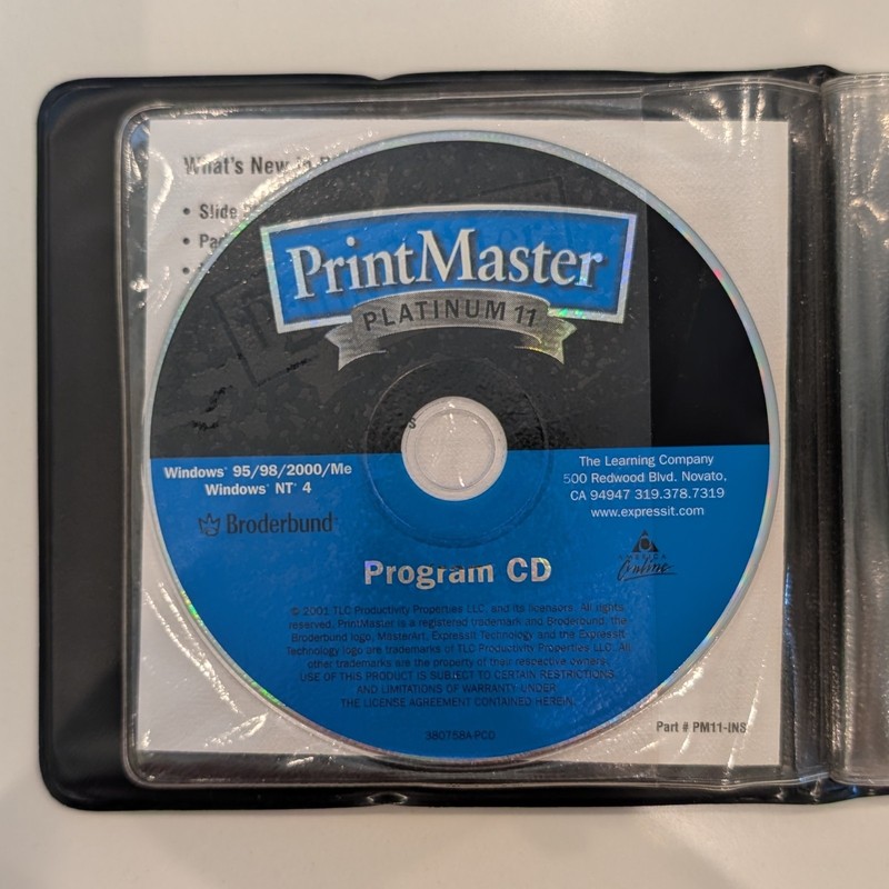 Printmaster Platinum 11 Broderbund 8 Disc Set Art Program Windows 95 98 2001 gallery