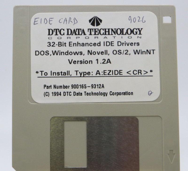 3.5″ Floppy Disk 32-Bit Enhanced IDE Drivers DOS Windows Novell OS/2 WinNT 1.2A