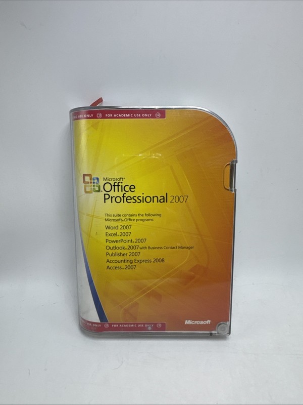 Microsoft Office Professional 2007 Full Version Academic Use Only New Sealed