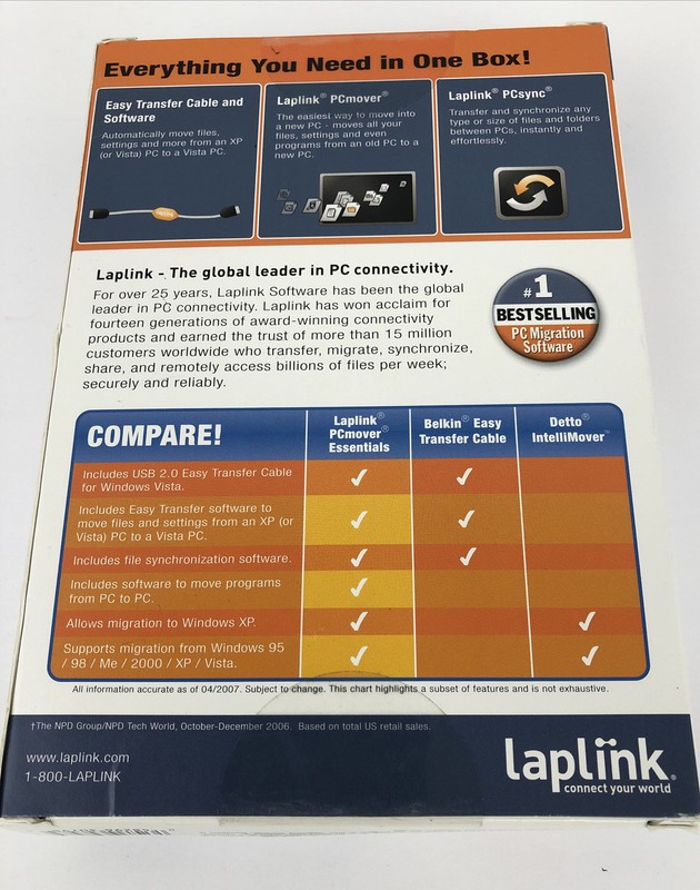 Laplink PC Mover Essentials ( CD , Transfer Cable , Quick Start Guide ) PCmover gallery