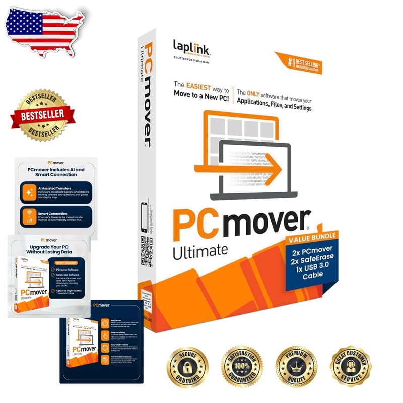 PCmover Ultimate 11 – 2 Licenses: AI-Assisted, Fast Wi-Fi Transfer, All Windows