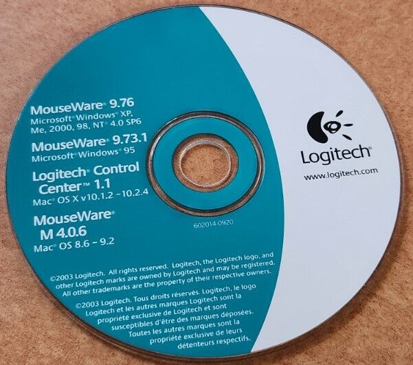 LOGITECH MouseWare 9.7, 9.73.1, M 4.0.6 Control Center 1.1 CD-ROM Windows/Mac