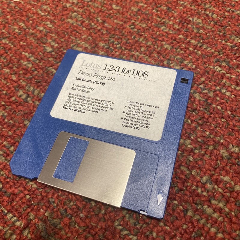 Lotus 1-2-3 Dos Demo Program 3.5 Inch Floppy