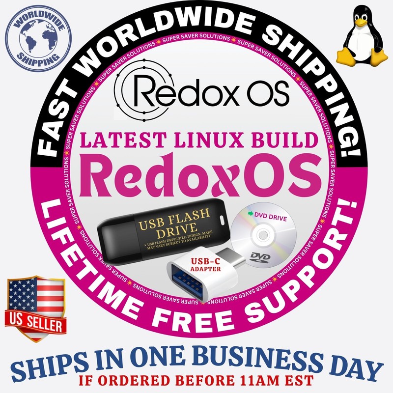 REDOX UNIX LIKE OS | NEWEST BUILD ISO | DVD, USB + COMBOS | FAST SHIPPING