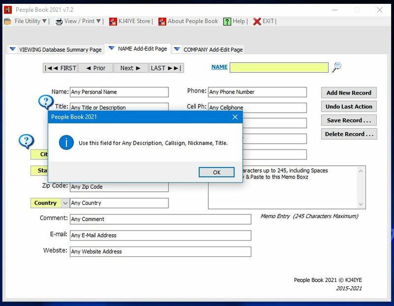 People Book 2021 Software Name, Address & Phone Database for Windows by KJ4IYE gallery