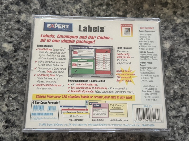 EXPERT LABELS CD-ROM BRAND NEW SEALED 1997 gallery
