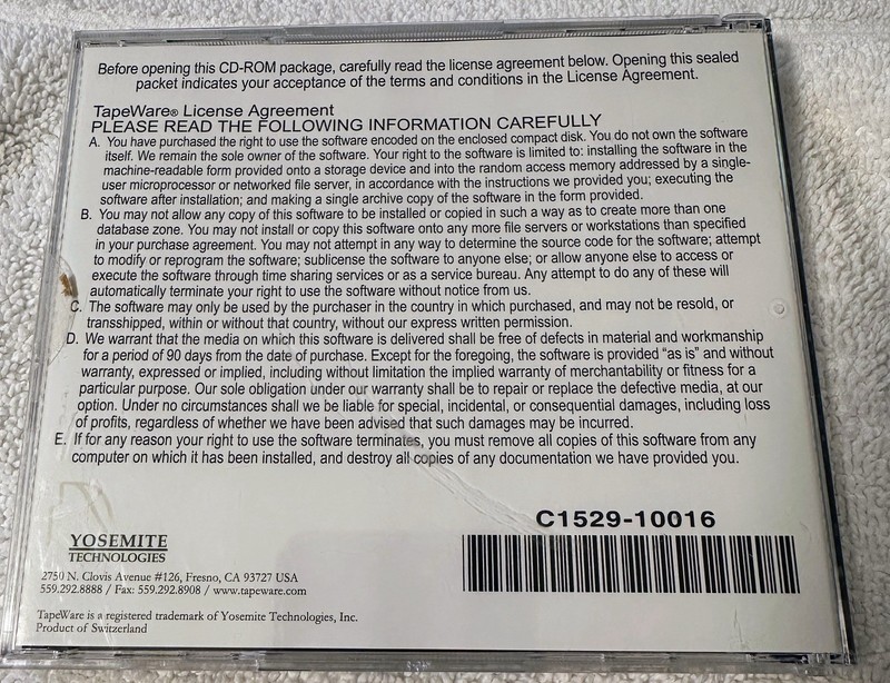 (New) HP C1529-10019 XE TapeWare Backup Software gallery