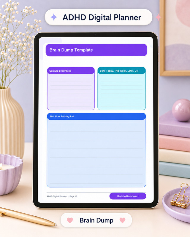 ADHD Digital Planner PDF GoodNotes iPad Planner Brain Dump Focus Habit Tracker gallery