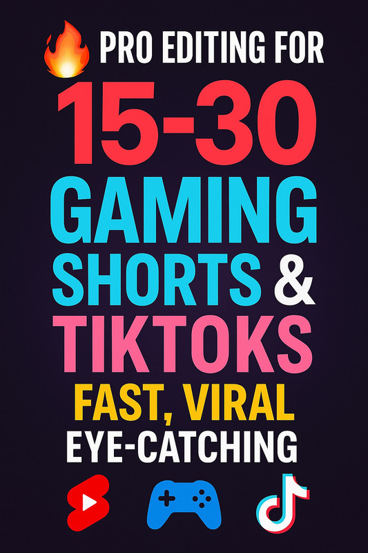 Editing for 15–30 Gaming YouTube Shorts & TikToks | Fast, Eye-Catchin