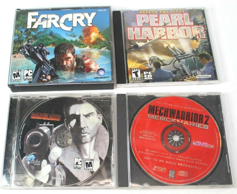 Lot of 4 CD-Rom Computer Software Games Gangland, Far Cry, Pearl Harbor, More!