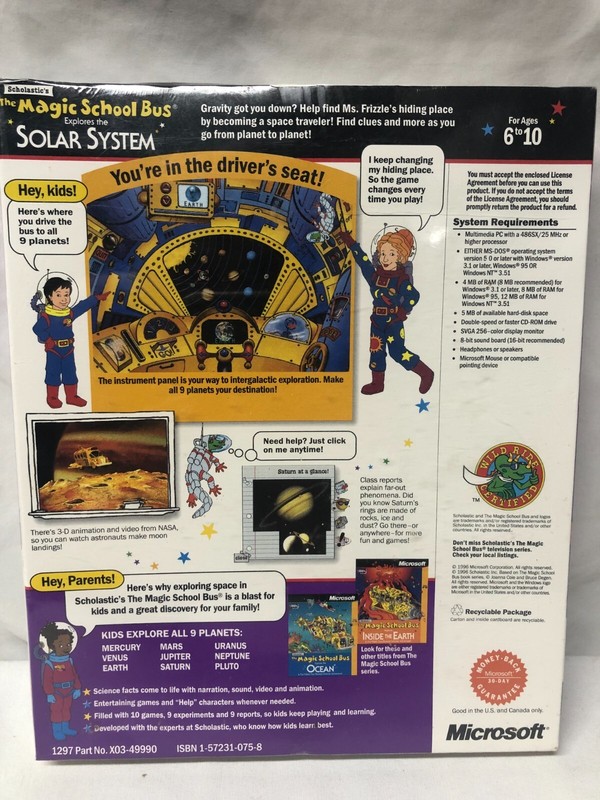 MICROSOFT Scholastic's The Magic School Bus Explores the Solar System (PC, 1996) gallery