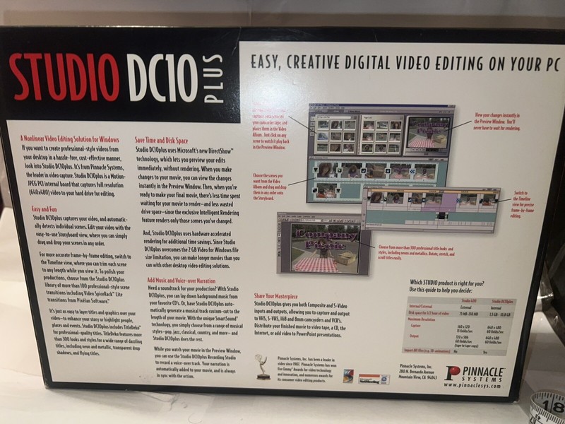 PinnacleStudio DC10 PlusPCVideo Editing Windows 98 Sealed sold as shown inphoto gallery