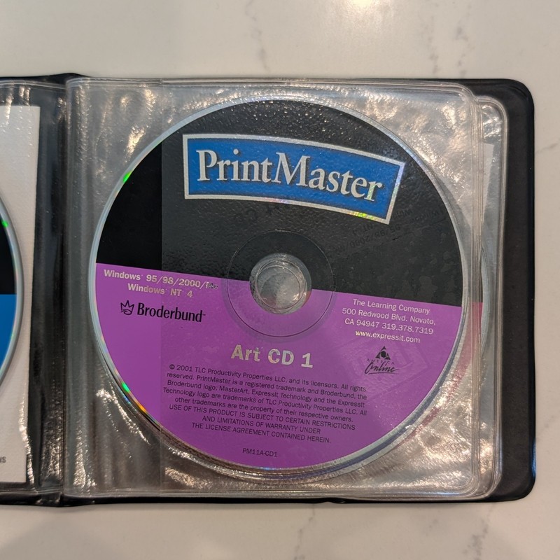 Printmaster Platinum 11 Broderbund 8 Disc Set Art Program Windows 95 98 2001 gallery