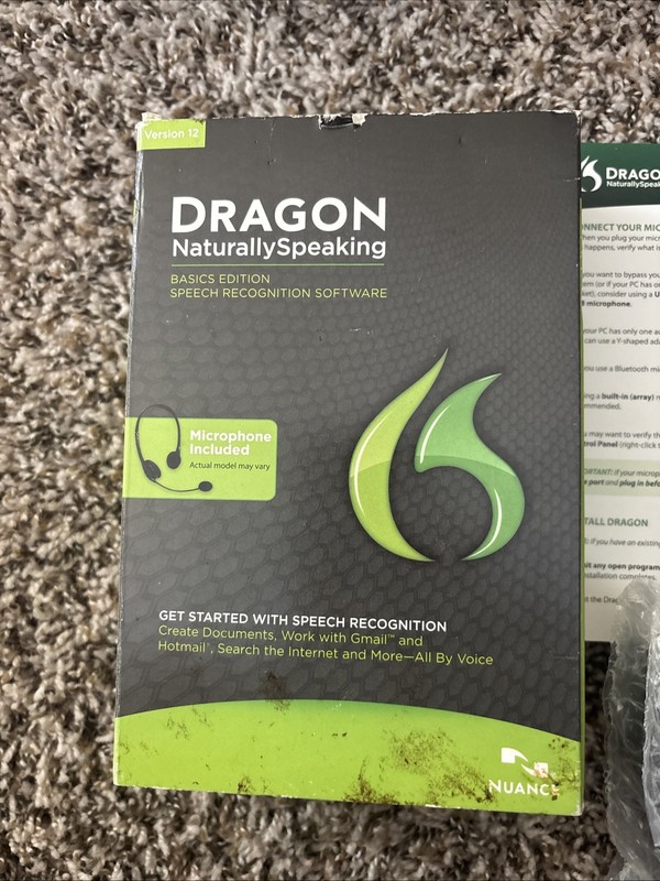 Nuance Dragon NaturallySpeaking 12 Basic Speech Recognition Software App Windows