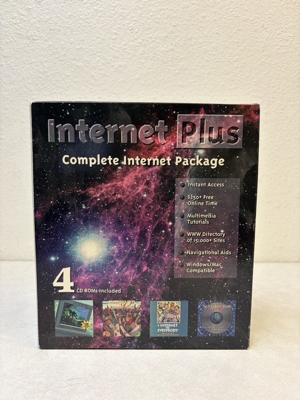 Internet Plus Sealed New Old Stock Vintage Complete Internet Package CD Roms