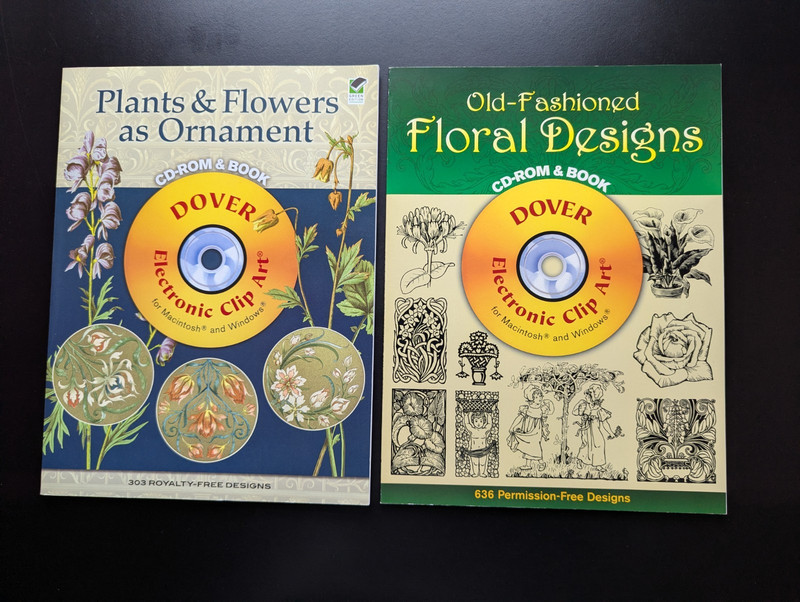 Old-Fashioned & Plants Floral Designs Clip Art CD-ROM 2V Lot