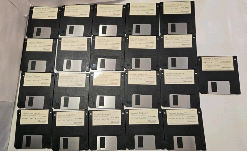 Microsoft Windows 95 Japanese PC/AT DOS/V 3.5″ Floppy 20 Disk Set マイクロソフトウィンドウズ时
