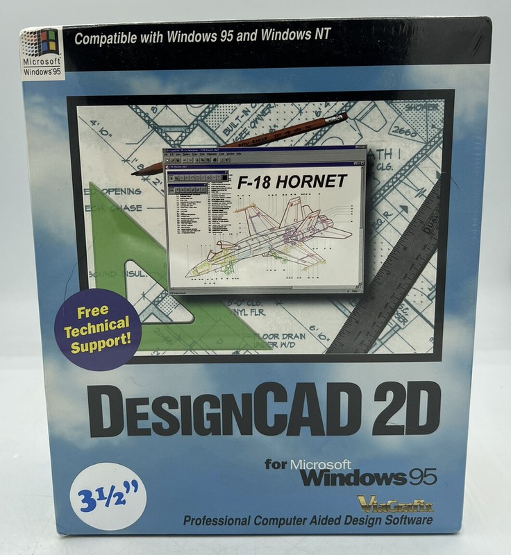 Vintage ViaGrafix DesignCAD 2D Software Windows 95 Sealed