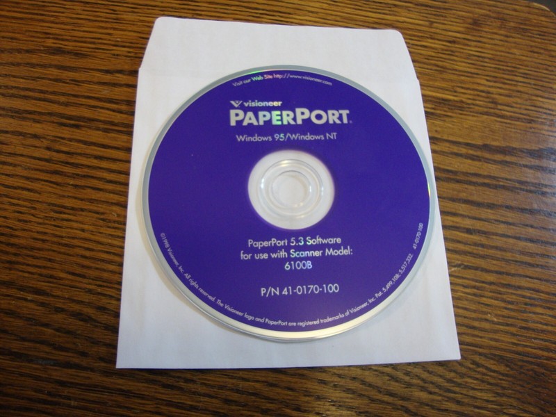 Visioneer PaperPort 6100B Scanner PaperPort 5.3 Software CD Windows 95/NT