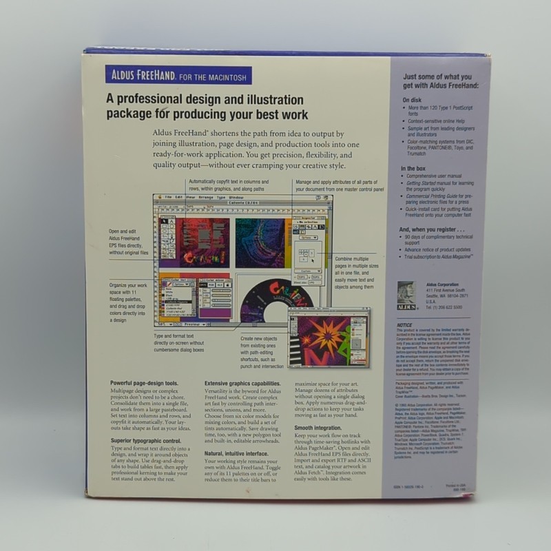 Aldus FreeHand Version 4.0 Apple Macintosh 3.5" 1.4M Discs 1993 gallery