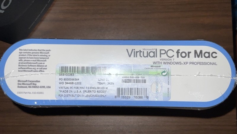 NEW Microsoft Virtual PC version 7 for Mac w/Windows XP Professional 2004 gallery