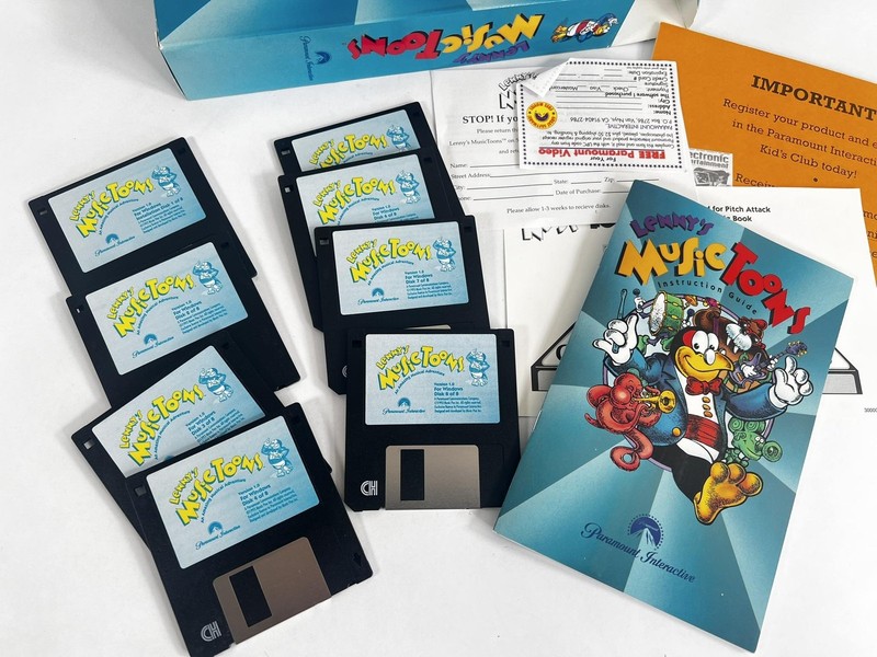 Vintage Lenny's MusicToons PC Game Floppy Disks IBM DOS Paramount Boxed gallery