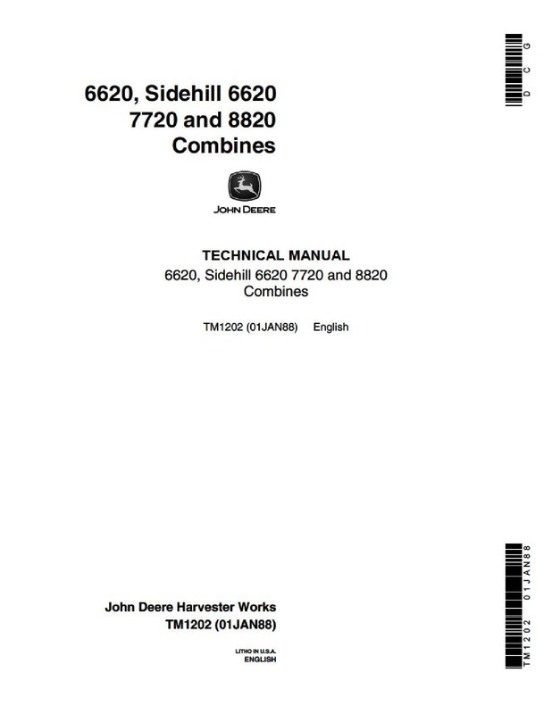 John Deere 6620 7720 8820 Combine Technical Service Repair Manual TM1202 on CD gallery