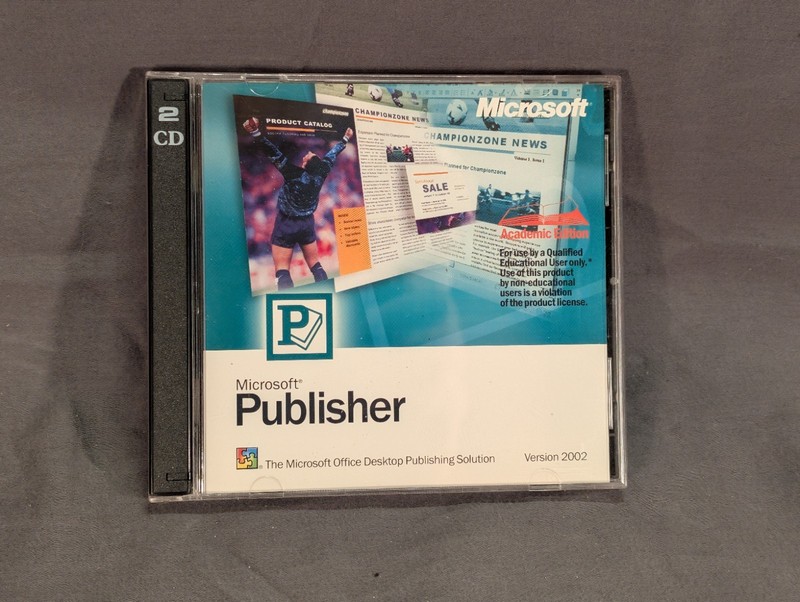 Microsoft Publisher 2002 Academic Edition With Product Key 2 Disc Version