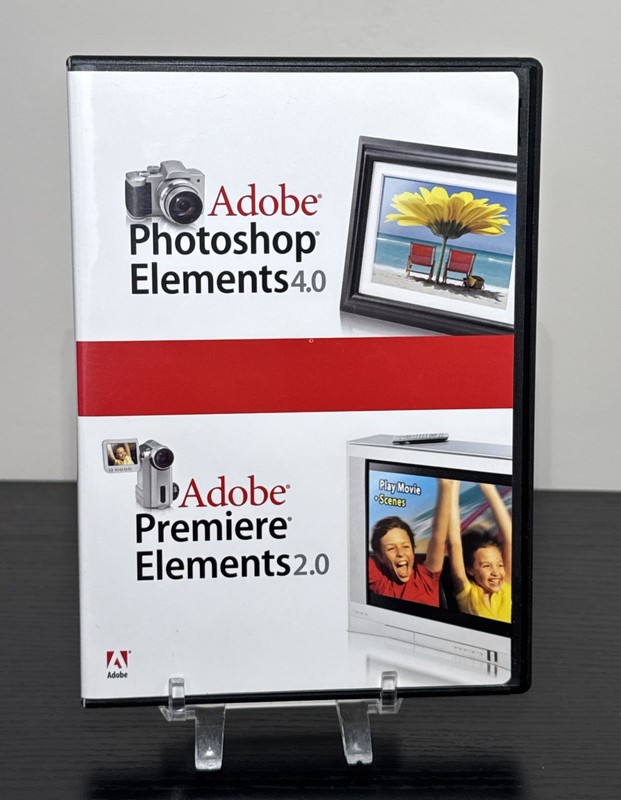 Adobe Photoshop Elements 4.0 & Adobe Premiere Elements 2.0 (PC, 2005)w/ Serial #