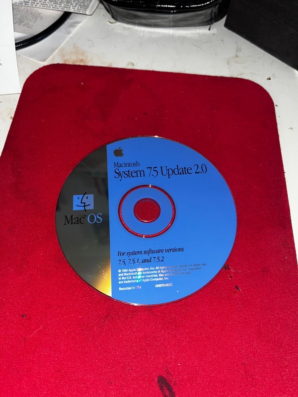 Mac OS 7.5 Update 2.0 • Macintosh Operating System Installer CD-ROM Disc Only-