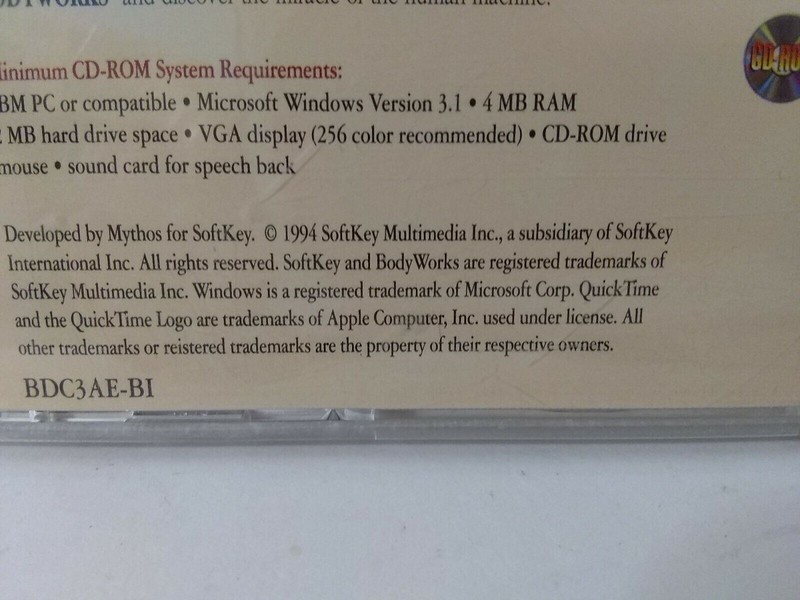 Body Works Classic Edition Human Anatomy CD-Rom Windows Softkey 1994 Software gallery