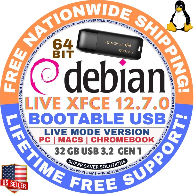 DEBIAN LINUX OS 12.7 BOOT LIVE/INSTALL DVD/USB, CINNAMON, XFCE, MATE, GNOME, KDE gallery
