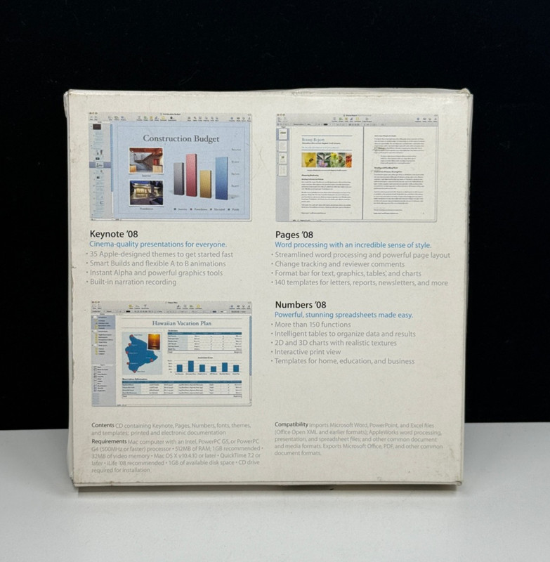 iWork 08 Mac Apple Keynote Pages Numbers Software Package MA790Z/A gallery
