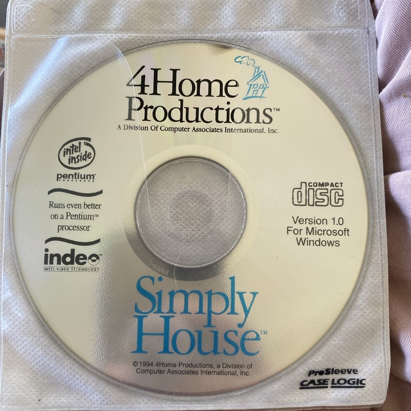 Simply House, 4Home Productions, Version 1.0 For Windows. CD for PC 1994