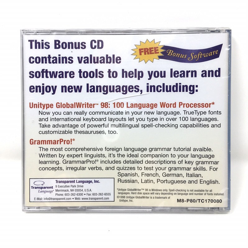 Transparent Language Inc BONUS CD Language Software - NEW gallery