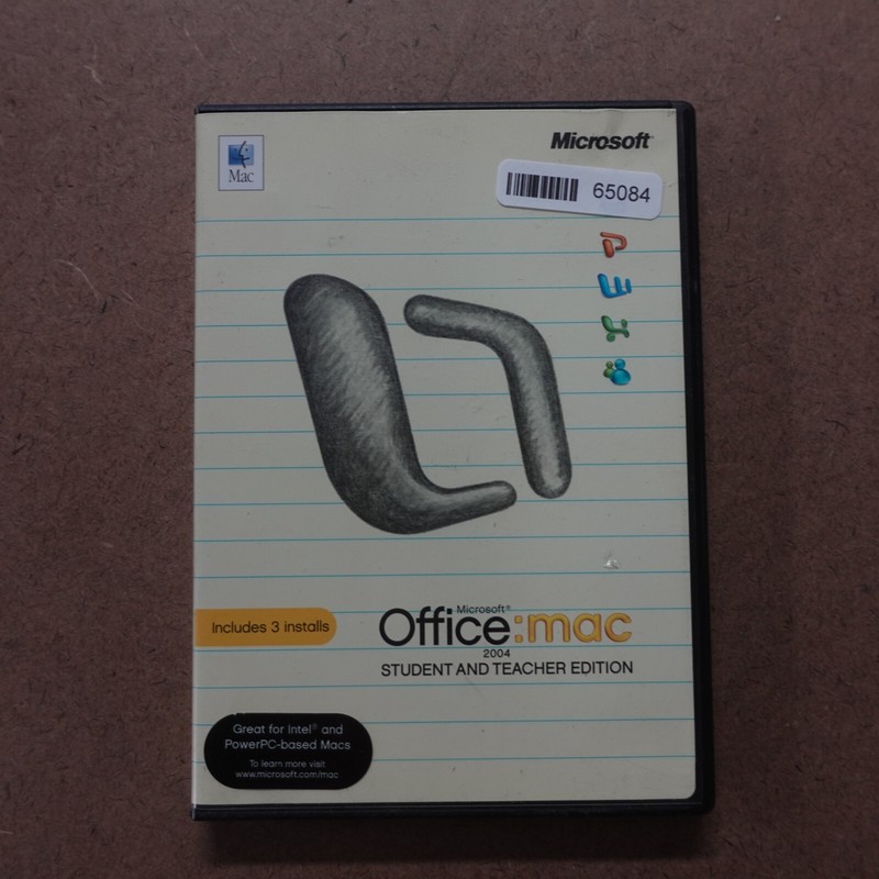 Microsoft Office Mac 2004 Student and Teacher Edition Software 3 keys w/ booklet