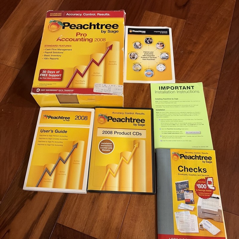 Sage Peachtree Pro Accounting 2008 Software w/ Disk & Serial Number RARE!!!