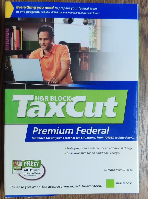 2006 H&R Block Tax Cut Software Premium Federal (No State) Win/Mac CD+Willpower