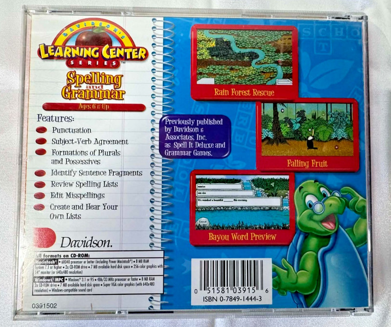 Davidson Learning Center Series: Spelling and Grammar CD-ROM Windows/Mac 1998 gallery